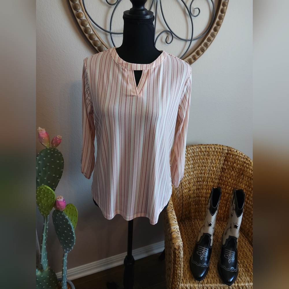 Elegant Blush Striped Blouse